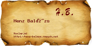 Henz Balázs névjegykártya